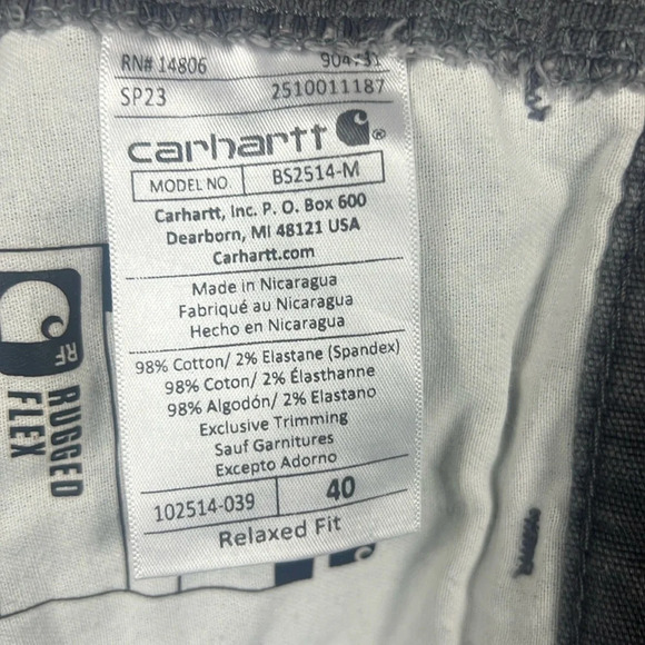 Carhartt Rugged Flex Fit Canvas Work Shorts Mens Size 40 Relaxed Fit Gray FLAWS - Picture 14 of 14